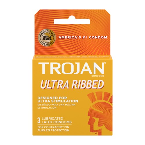 Trojan Ultra Ribbed Lubricated Condoms for Enhanced Intimacy