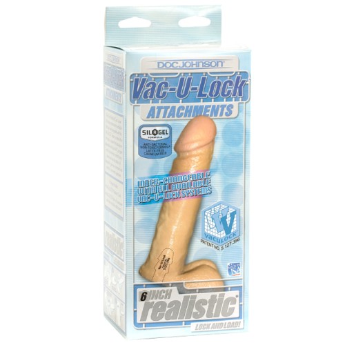 Vac-U-Lock Pene Realista de 6 Pulgadas Blanco