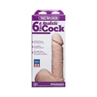 Vac-U-Lock 6 Inch Realistic Cock White