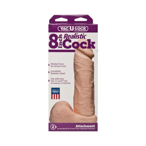 Vac-U-Lock Pene Realista de 8 Pulgadas Blanco