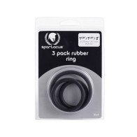 Spartacus Rubber Cock Ring Set of 3