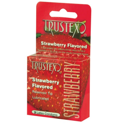 Condones Sabor Fresa Trustex Paquete de 3