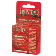 Condones Sabor Fresa Trustex Paquete de 3