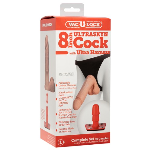 Cock de 8 Pulgadas ULTRASKYN Vac-U-Lock con Ultra Arnés