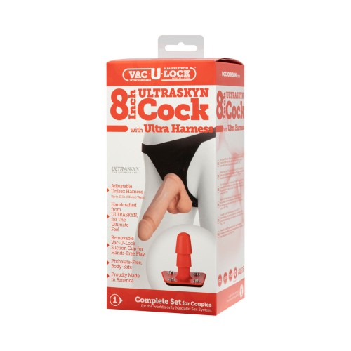 Cock de 8 Pulgadas ULTRASKYN Vac-U-Lock con Ultra Arnés