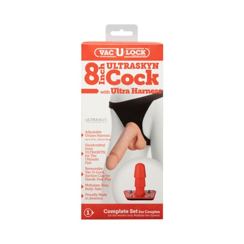 Cock de 8 Pulgadas ULTRASKYN Vac-U-Lock con Ultra Arnés