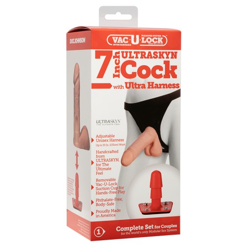 Cock ULTRASKYN de 7 Pulgadas Vac-U-Lock y Arnés Ultra