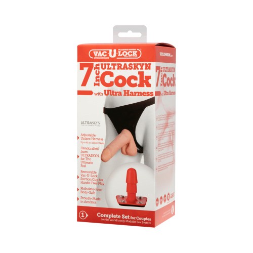 Cock ULTRASKYN de 7 Pulgadas Vac-U-Lock y Arnés Ultra