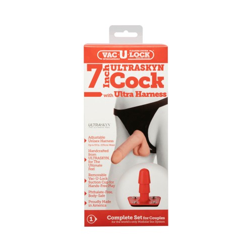 Cock ULTRASKYN de 7 Pulgadas Vac-U-Lock y Arnés Ultra