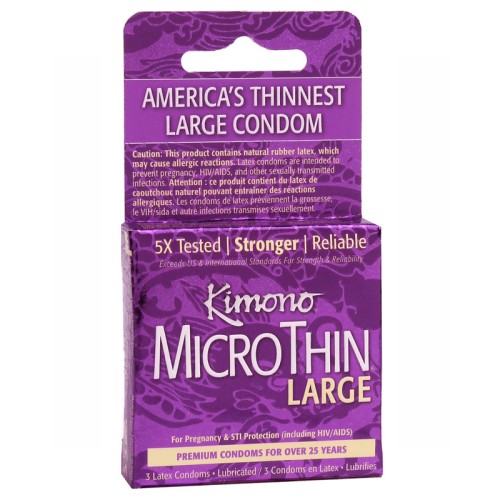 Kimono Micro Thin Large Condoms 3 Pack for Comfort