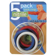 Anillos para el Pene de Nitrilo Spartacus (Paquete de 5)