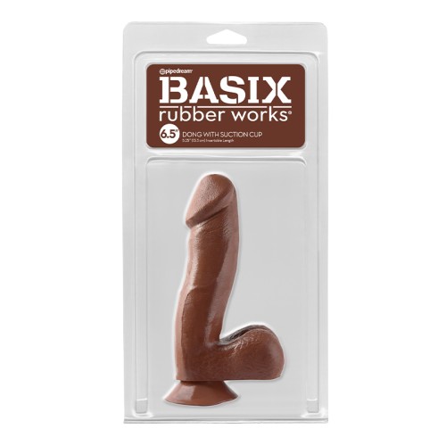 Pipedream Basix Rubber Works 6.5 in. Dong With Balls & Suction Cup Brown