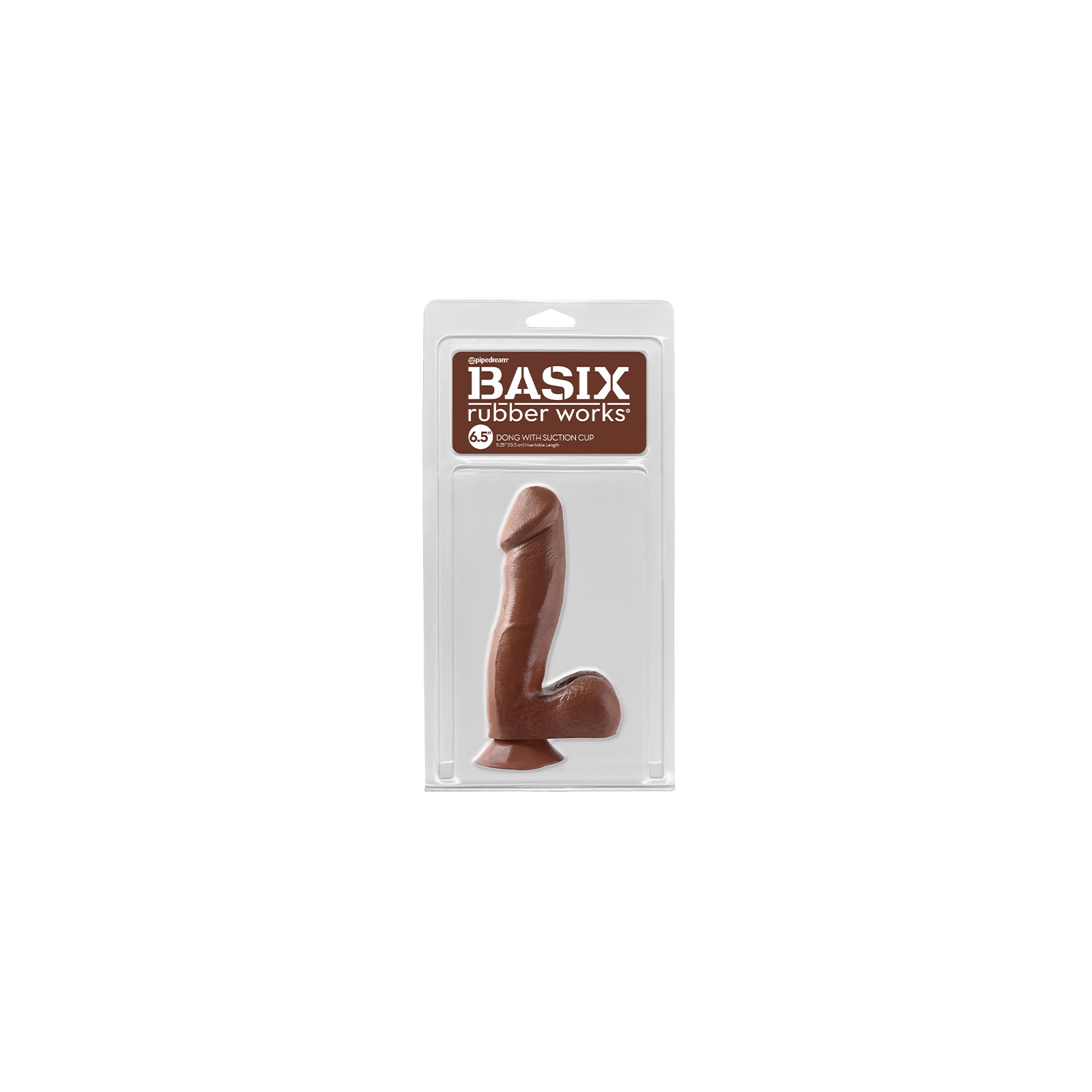 Pipedream Basix Rubber Works 6.5 in. Dong With Balls & Suction Cup Brown