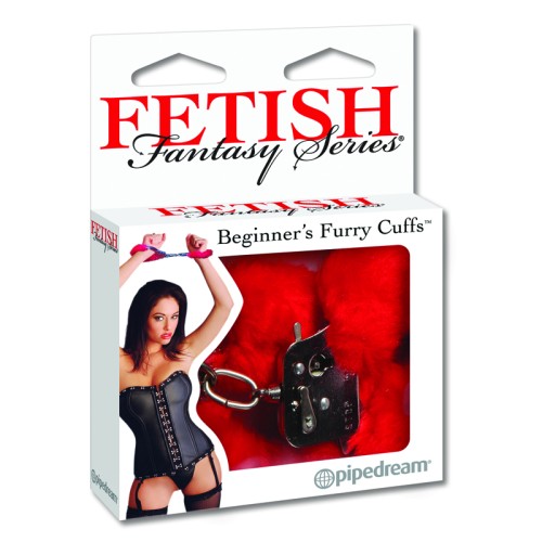 Pipedream Beginner's Furry Cuffs Red - Fetish Fantasy