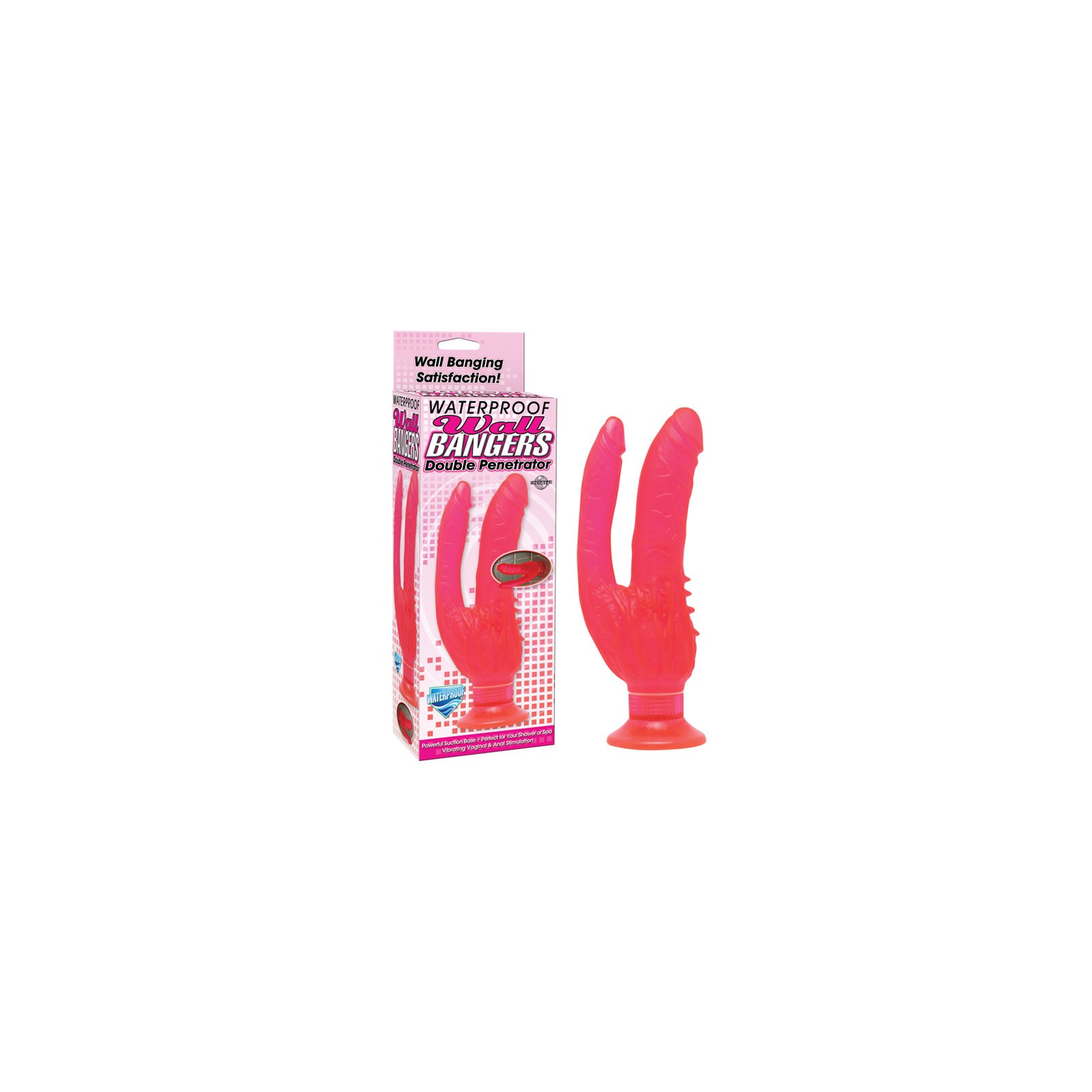 Pipedream Wall Bangers Double Penetrator Vibrator with Suction Cup Pink