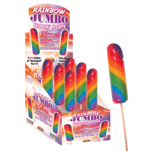 Exhibidor de Paletas Jumbo de Sabor Cock Arcoíris para Fiestas