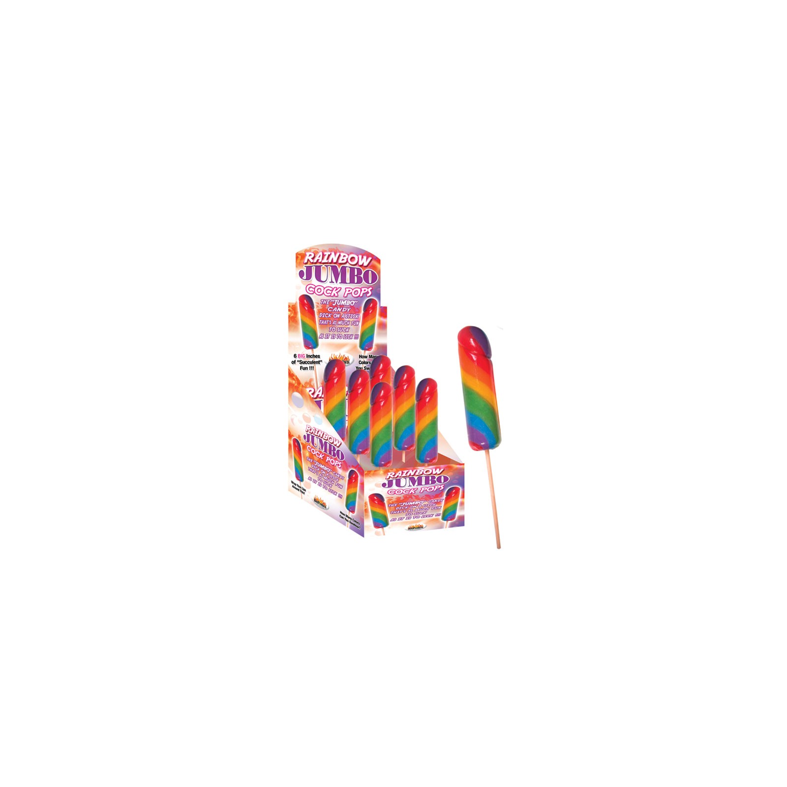 Rainbow Jumbo Cock Pops Display for Parties