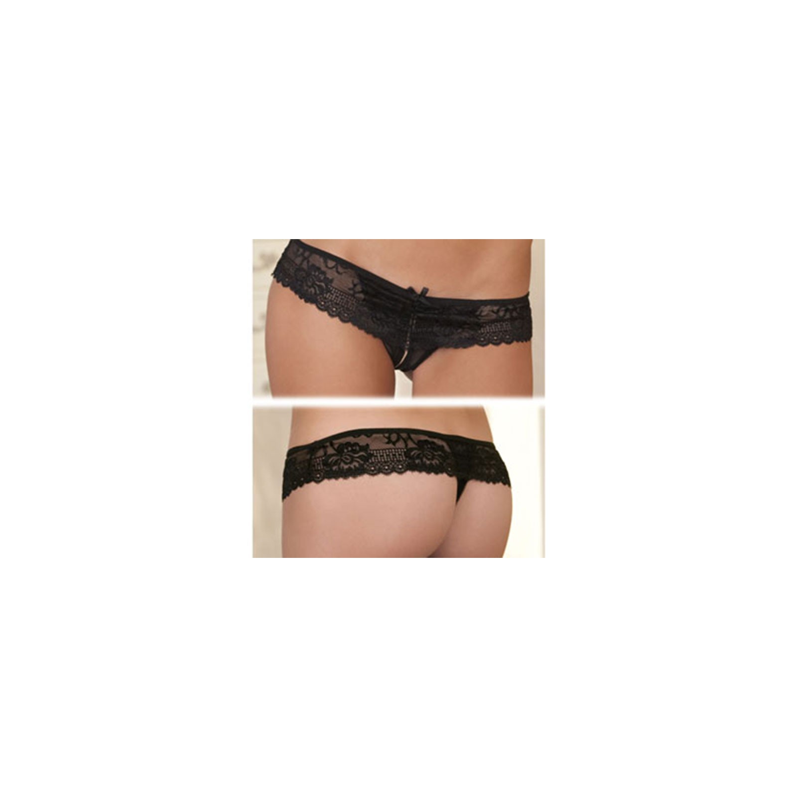 Rene Rofe Crotchless Lace Boyshort