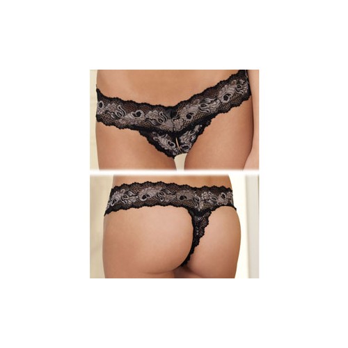 Rene Rofe Crotchless Lace V-Thong S/M