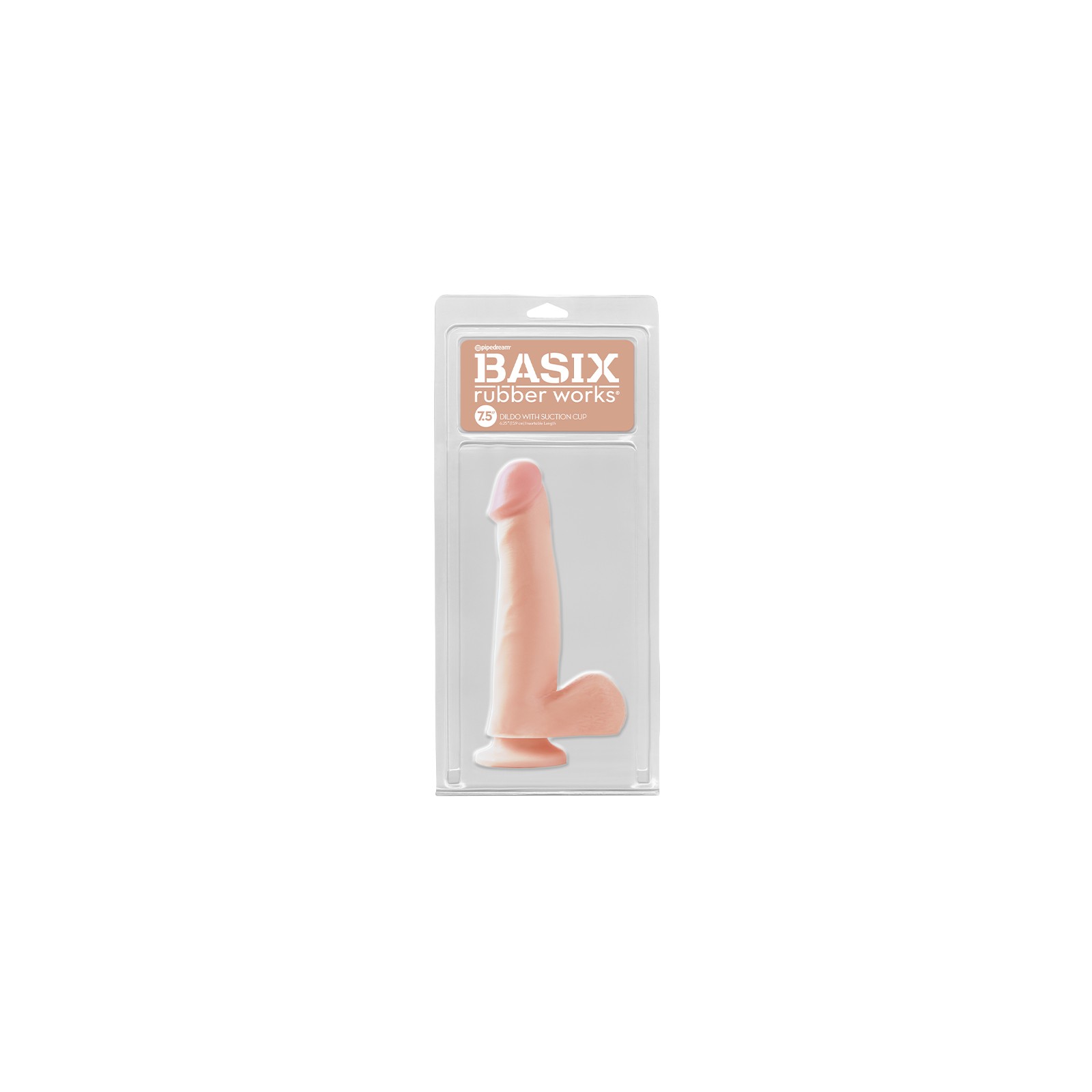 Pipedream Basix Rubber Works 7.5 in. Dildo With Balls and Suction Cup Beige