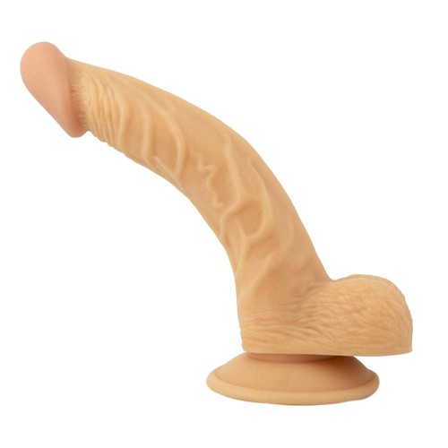 All American Whoppers 8 in. Curved Dong with Balls Beige