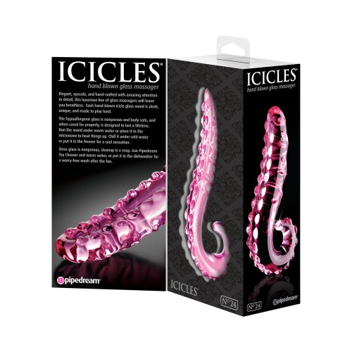 Pipedream Icicles No. 24 Curved Textured Glass Dildo