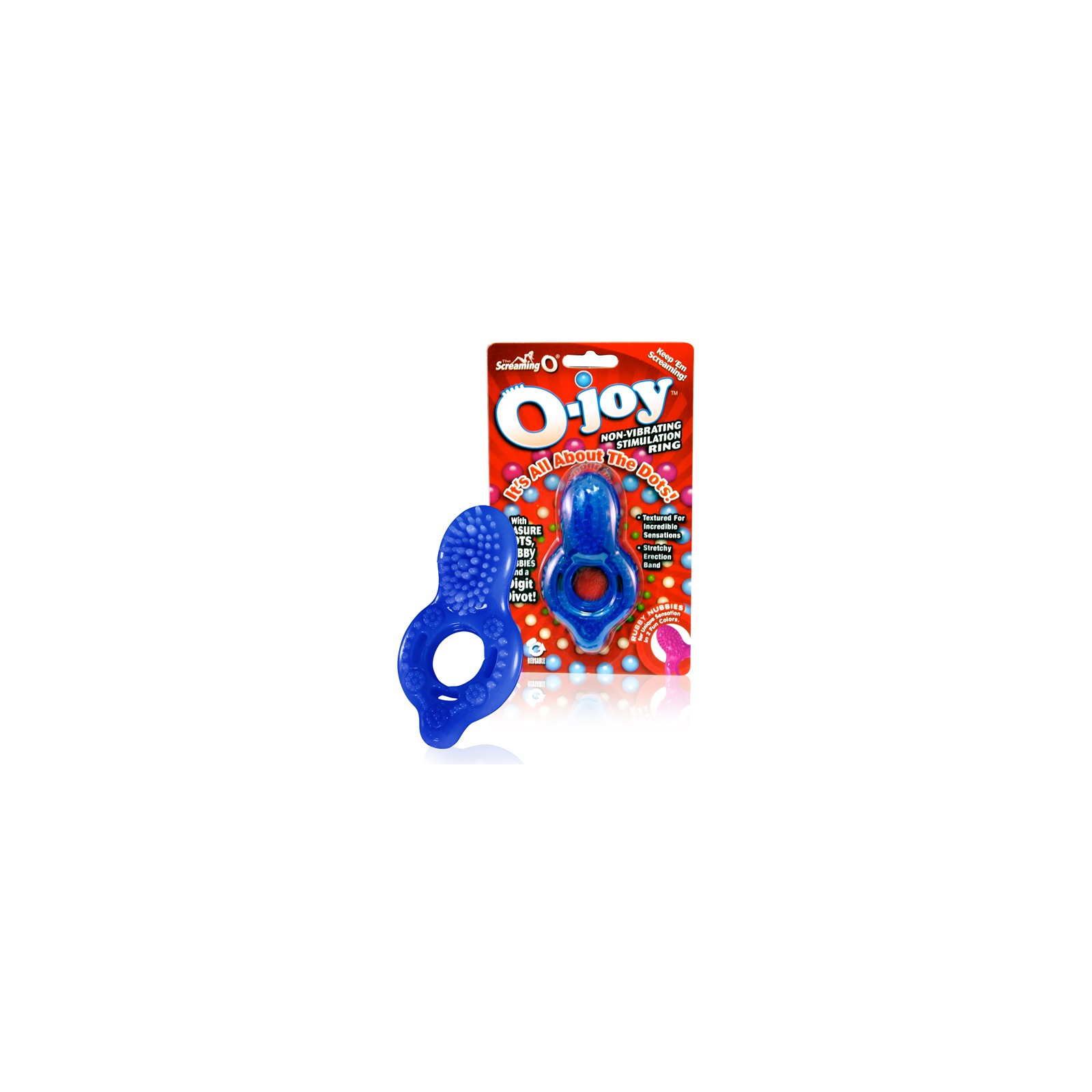 Anillo para el Pene O-Joy Screaming O - Azul Experiencia Texturizada