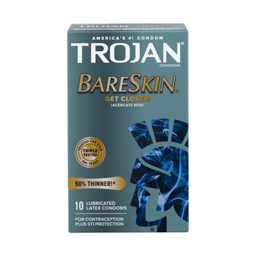 Condones Lubricados Trojan Bare Skin (10) para el Placer Máximo