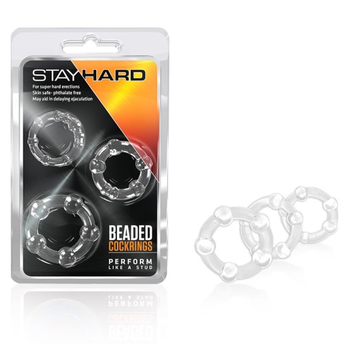 Stay Hard Beaded Cockrings 3-Piece Set Clear