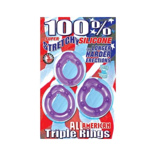 All American Triple Rings Clear/Purple