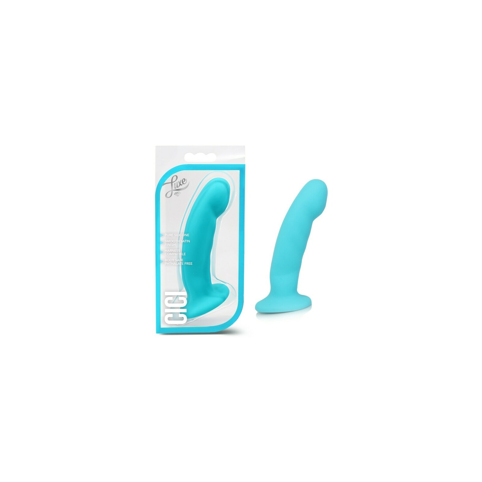 Dildo Curvado de Silicona Luxe Cici 6.5 in. Azul