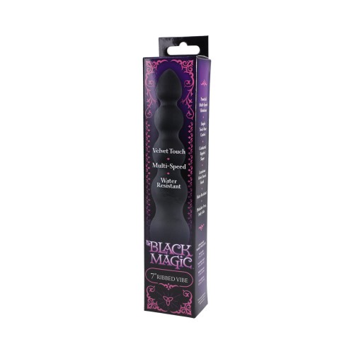 Black Magic 7-Inch Ribbed Vibrator for Ultimate Pleasure