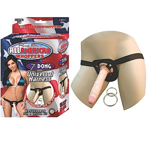 All American Whoppers 7in Dong with Universal Harness - Ultimate Pleasure