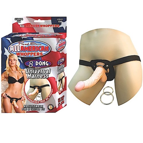 All American Whopper Vibrating Dong with Universal Harness for Ultimate Pleasure