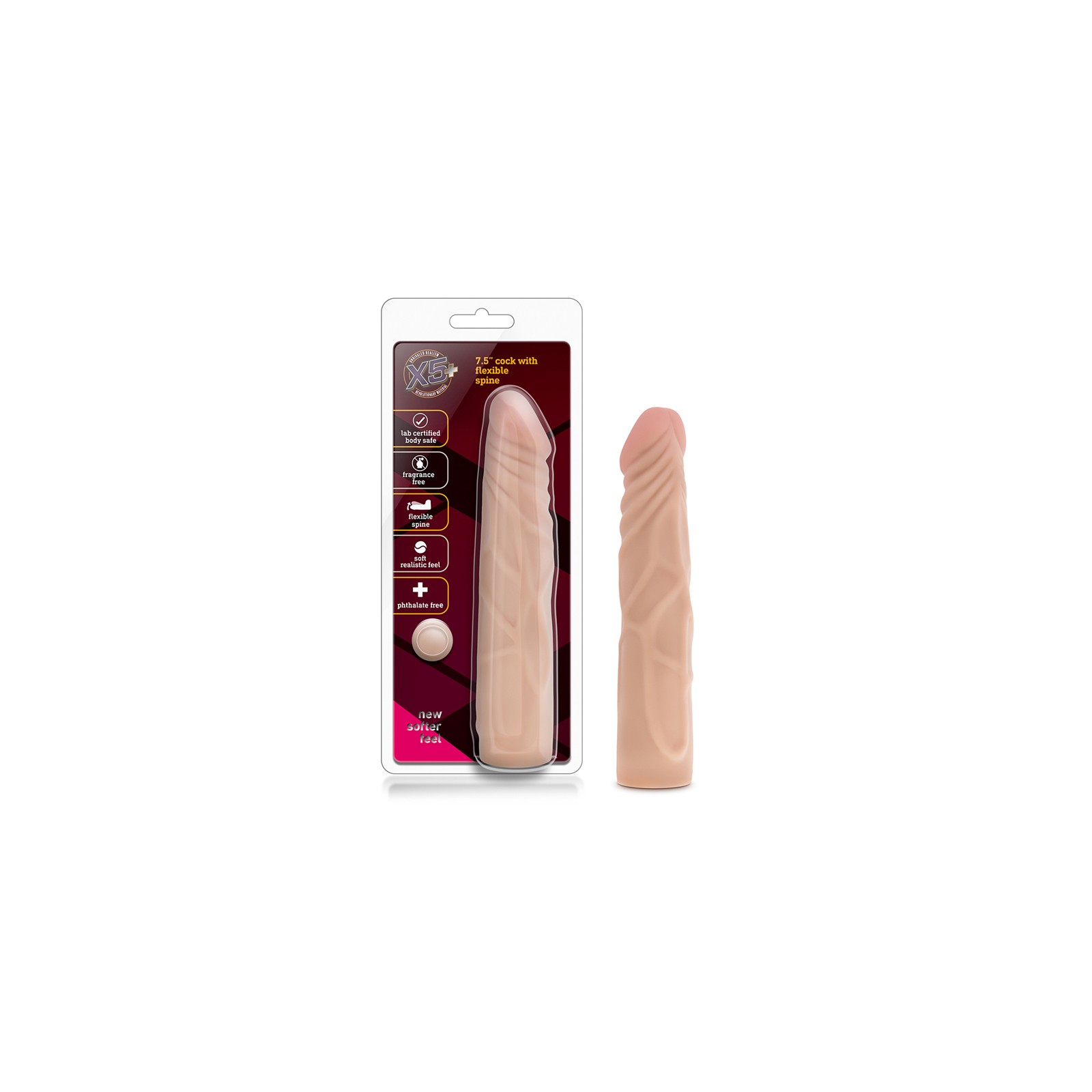 X5 Plus Realistic 7.5 in. Dildo - Poseable and Realistic Feel