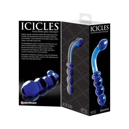 Pipedream Icicles No. 31 Dildo de Cristal Curvado con Perlas