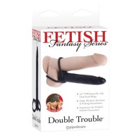 Pipedream Double Trouble Dual Cockring Strap-On Dildo Black