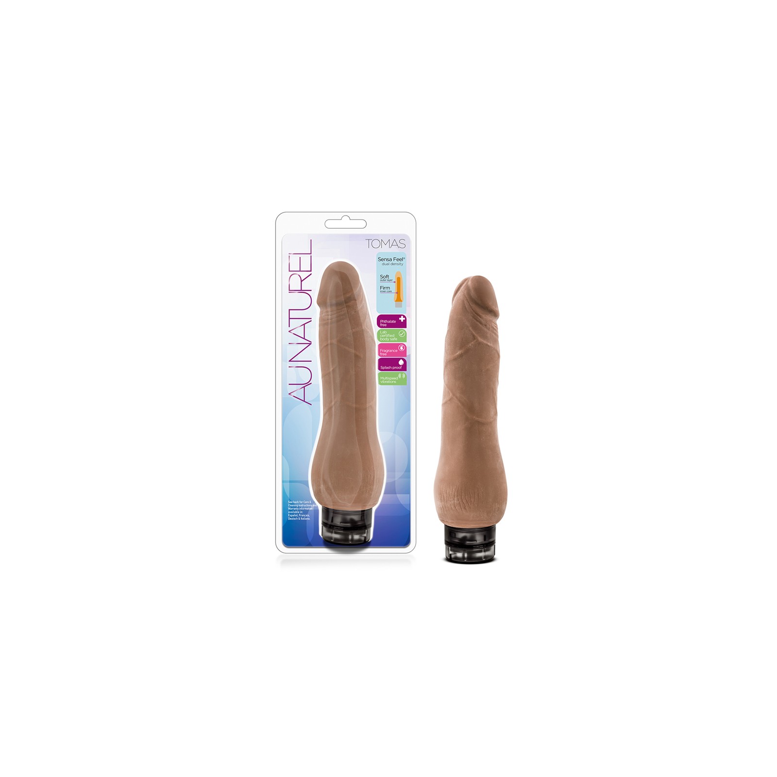 Au Naturel Tomas 9 Inch Vibrating Dildo - Realistic Pleasure