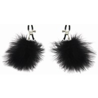 Adjustable Black Feathered Nipple Clamps for Sensual Play