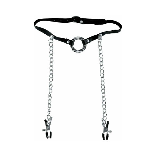 Pipedream Fetish Fantasy Series Limited Edition Adjustable O-Ring Gag & Nipple Clamps