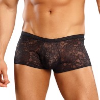 Male Power Stretch Lace Mini Shorts for Comfort