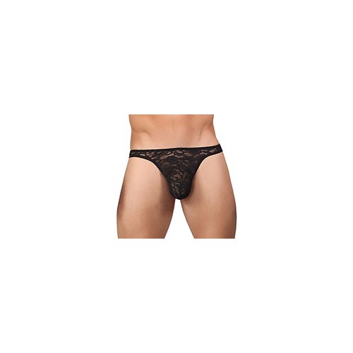 Male Power Bong Thong de Encaje Elástico Negro S/M