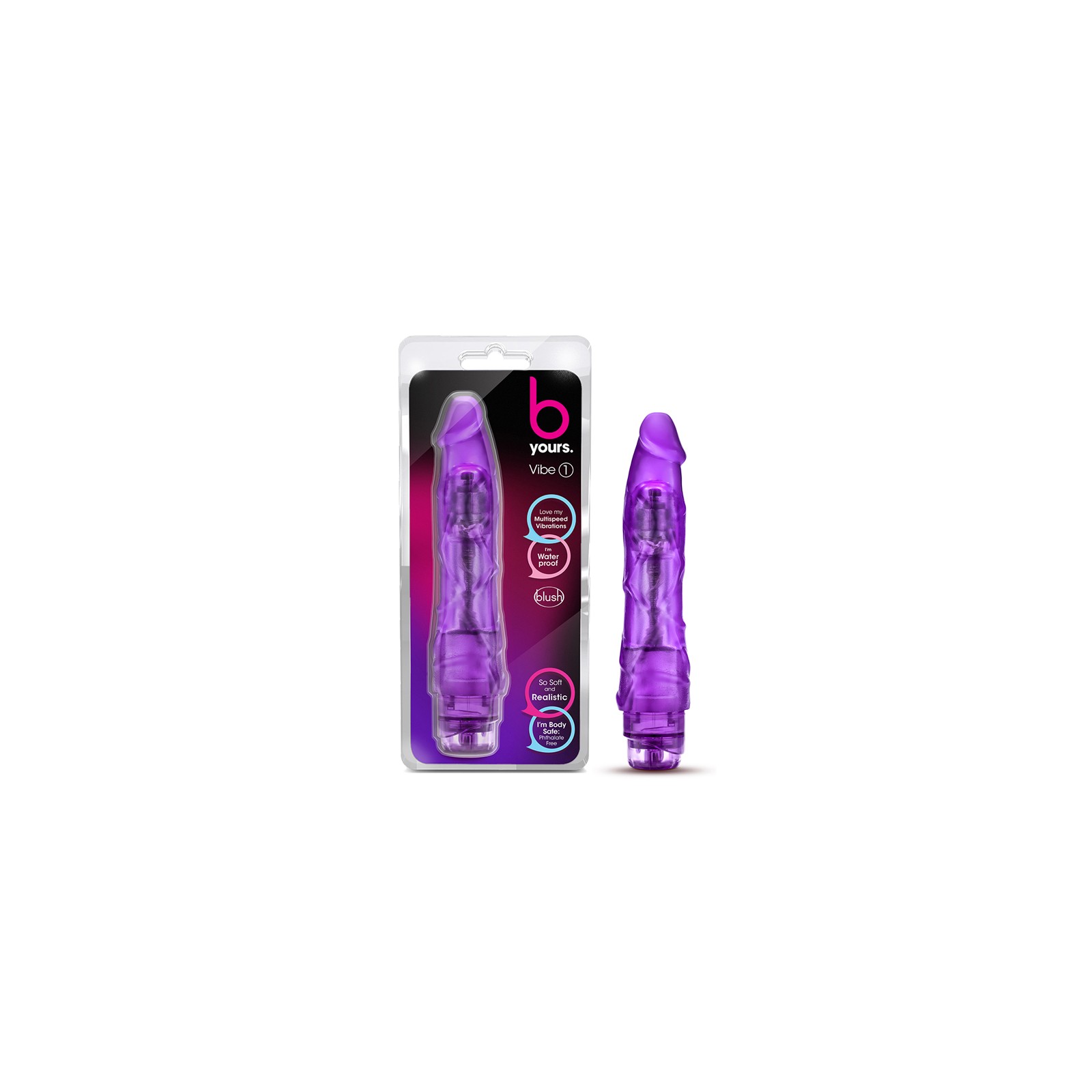 B Yours Vibe 1 Realistic 9 in. Vibrating Dildo Purple