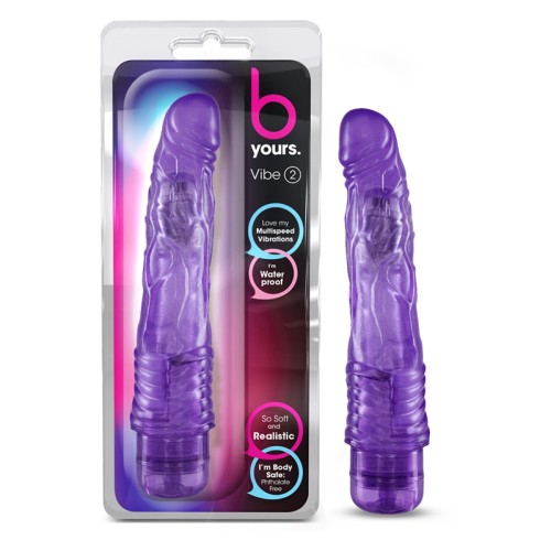 B Yours Vibe 2 Realistic 9 in. Vibrating Dildo Purple