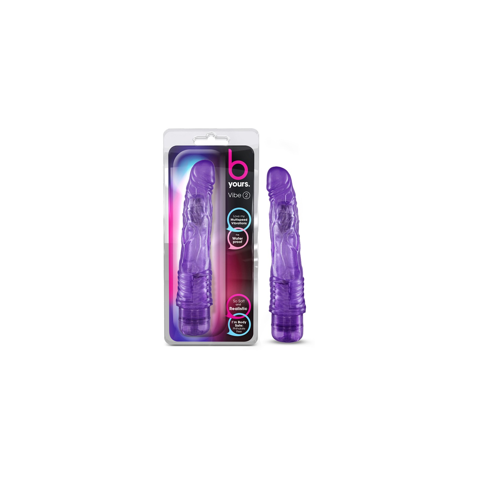 B Yours Vibe 2 Dildo Vibrador Realista de 9 in. Púrpura