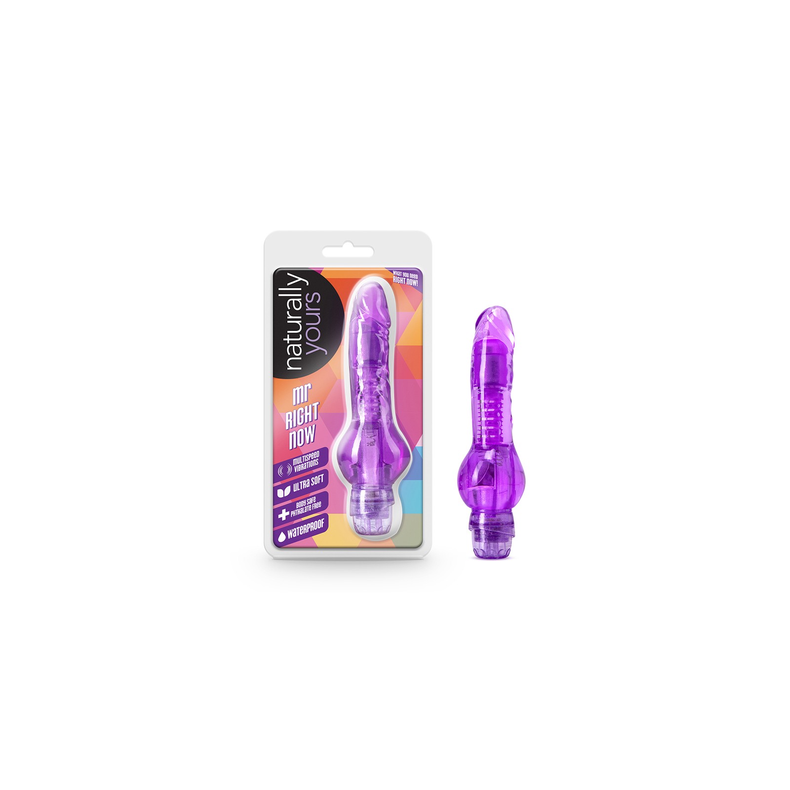 Naturally Yours Mr. Right Now Vibrating Dildo Purple