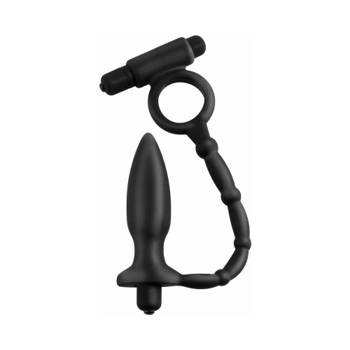 Pipedream Plug Vibrador Ass-Kicker con Cockring Negro - Placer Supremo