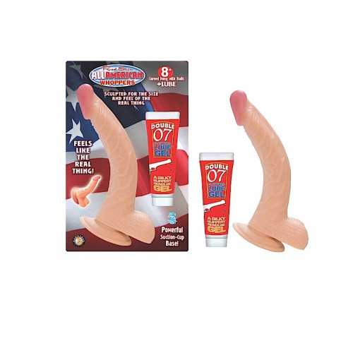 All American Whoppers Dong Curvado de 8 in. con Bolas + Lubricante