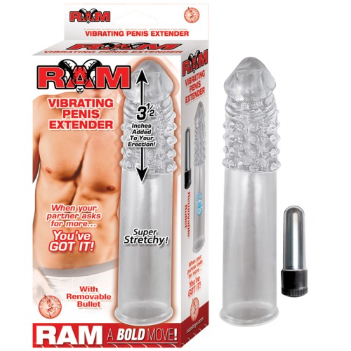 Extensor de Pene Vibrante Ram 3.5in. - Transparente