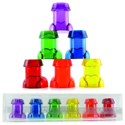 Rainbow Penis Shot Glass Set Fun Party Accessory